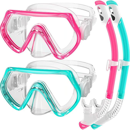 Snorkeling Gear for Kids, Kids Snorkel Set for Ages 3-14, Anti-Fog Diving Mask and Dry Top Snorkel Combo Set, Unisex Swimming Goggles