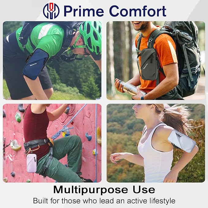 Phone Holder Arm Bands, Small Crossbody Shoulder Holsters Bag with Arm Band, Fits iPhone and All Cell Phones, Use for Running, Walking, Hiking & Biking (Plus Size Army Green)