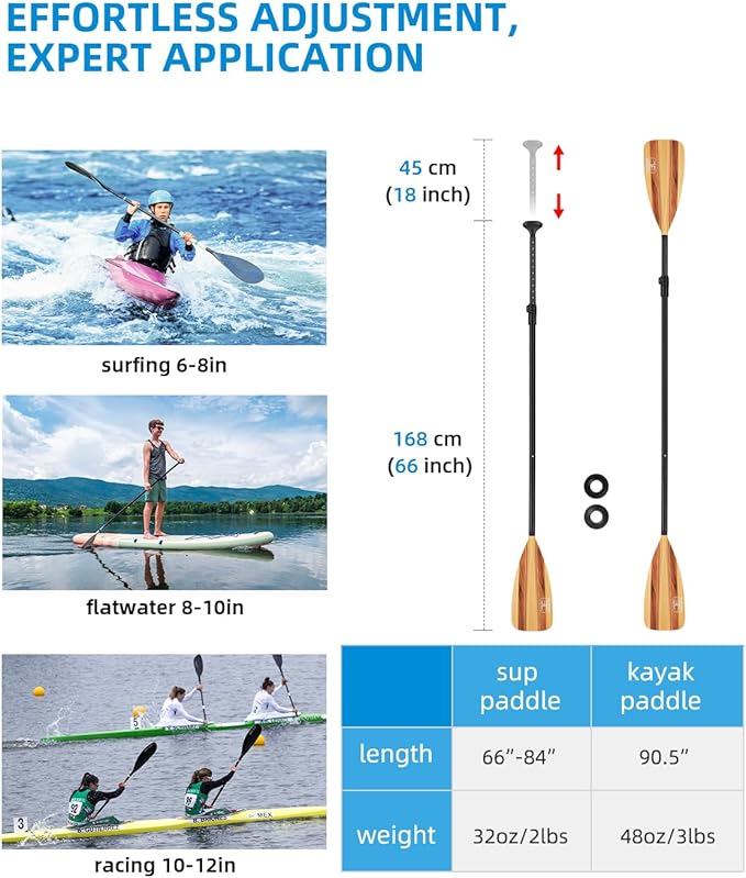 OCEANBROAD SUP Paddle - Adjustable Stand-Up Paddle for Paddleboard Kayak, Adjustable Aluminum Alloy Shaft with Reinforced Nylon Blades