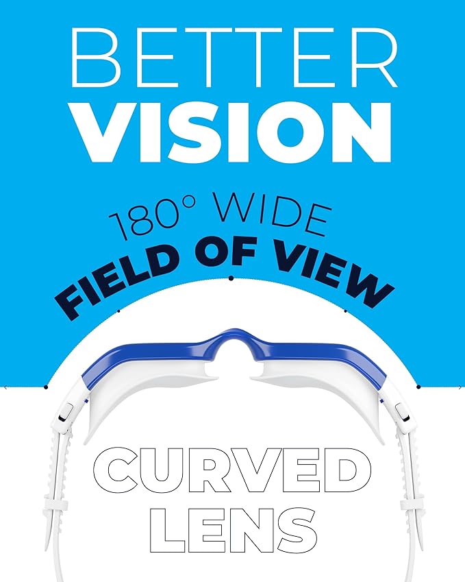 AqtivAqua Swimming Goggles, DX Wide View Swim Goggles for Adult Men Women, Anti Fog No Leaking