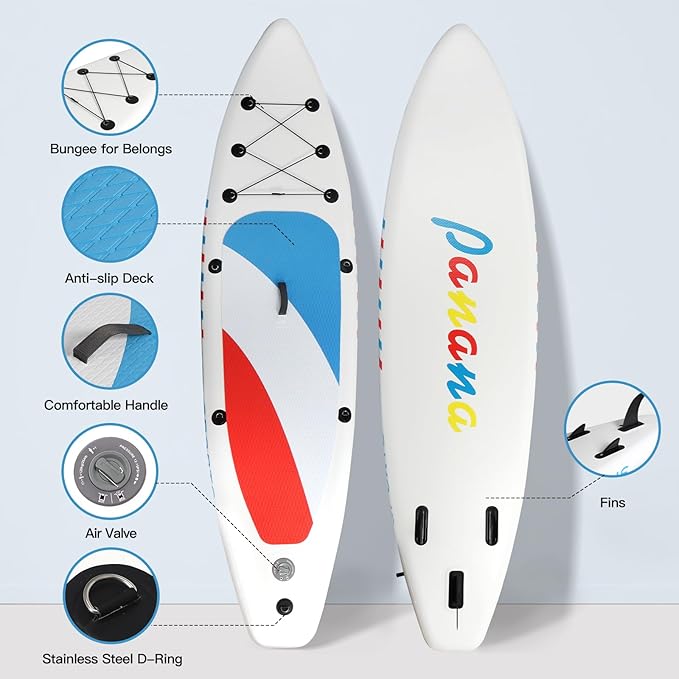 Panana Inflatable Stand Up Paddle Board, 10'x31 x6 SUP with Premium Paddle Board Accessories Kit, Anti-Slip EVA Deck for Adults Youth of All Skill Levels