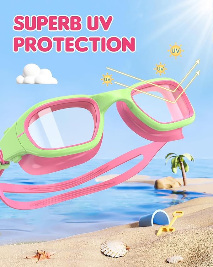 Kids Swim Goggles,Swimming Goggles for Kids 6-14, Anti-Fog UV Protection Pool Glasses for Boys Girls