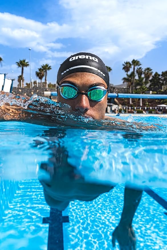ARENA Unisex Python Racing Swim Goggles for Men and Women Anti-Fog No Leak Max Comfort Dual Strap, Mirror/Non-Mirror Lens