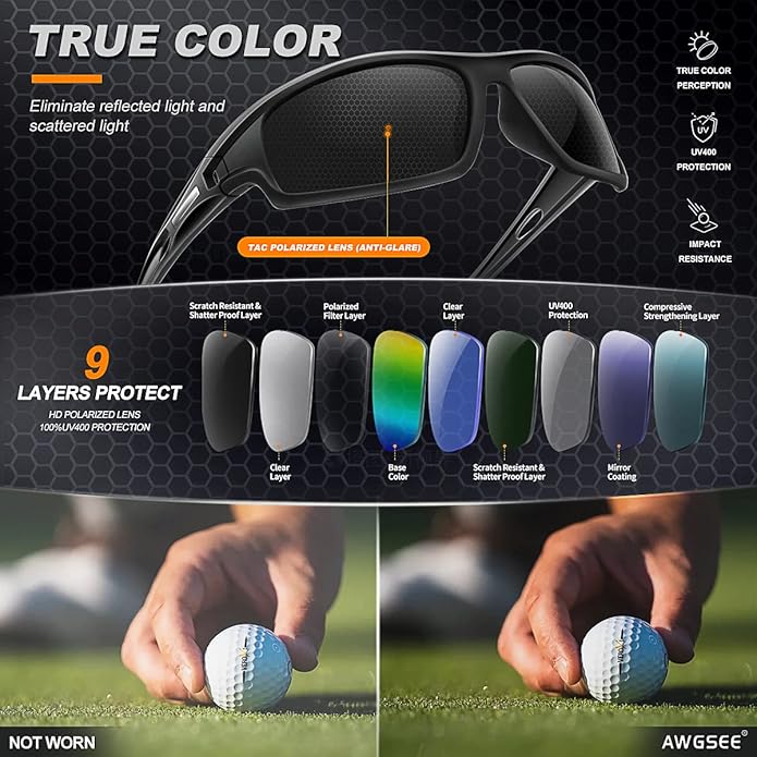 Polarized Sports Sunglasses for Men 100% UV Protection Wrap Around Unbreakable Sun Glasses for Fishing Driving