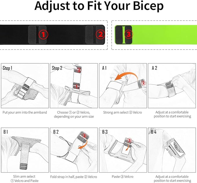 Running Armband with Earphone Bag Cell Phone Armband for iPhone 16 15 Pro 14 Plus 13 11 XR XS, Galaxy S24/S10 Water Resistant Sports Phone Holder Case & Zipper Slot Car Key Holder for 6.7 inch Phone