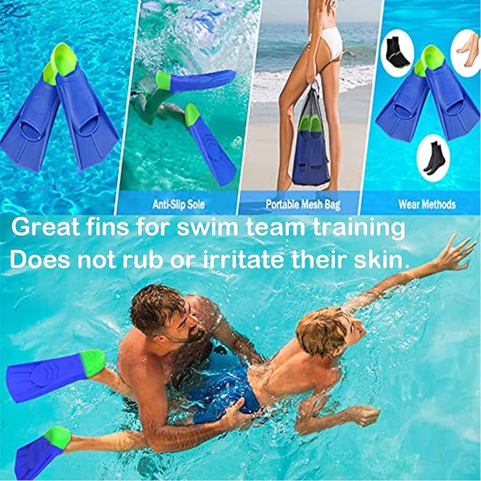 Kids Swim Fins,Short Comfortable Flippers for Lap Swimming and Training for Child,Girls,Boys,Beginners