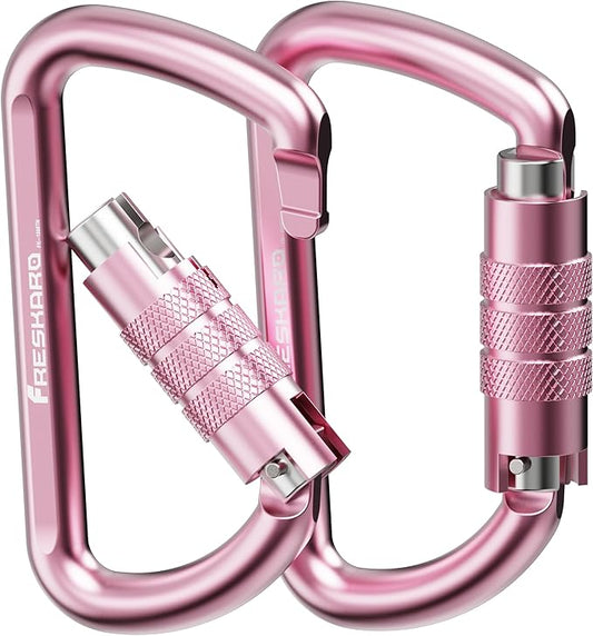 FresKaro 3inch 12kN-2698lbs Auto Locking Carabiner Clips, Solid D Shape, Heavy Duty 7075 Aluminum, Lightweight 1.09oz, Rust Proof, for Hammock, Hiking, Dog Leash, Keychain etc., Multi-Colors