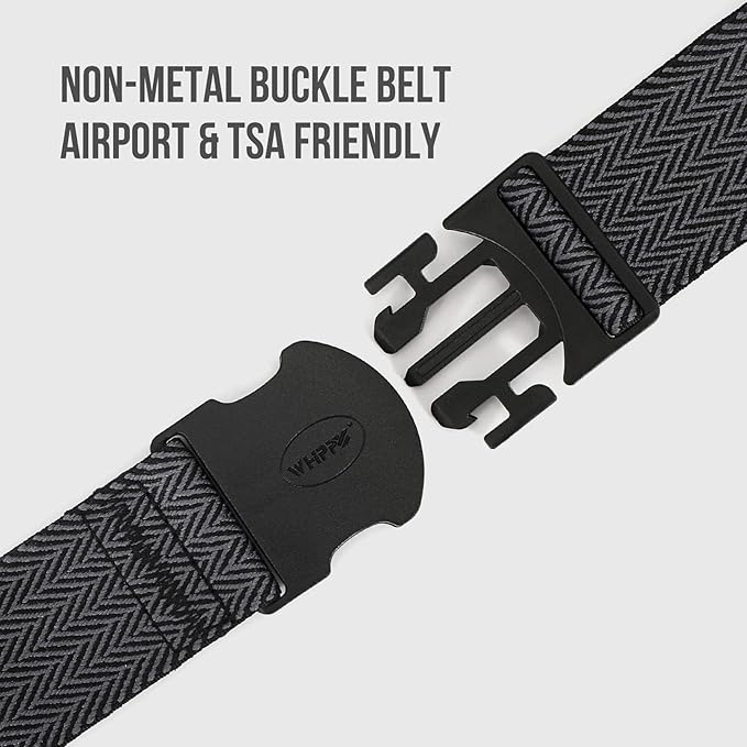 WHIPPY Mens Elastic Stretch Belt Unisex Adventure Web Belt for Women Men with Non-Metal Buckle Adjustable Belts
