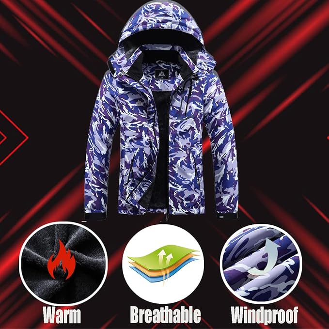 MOERDENG Women's Waterproof Ski Jacket Warm Winter Coat Outdoor Windbreaker Hiking Snowboarding Jacket