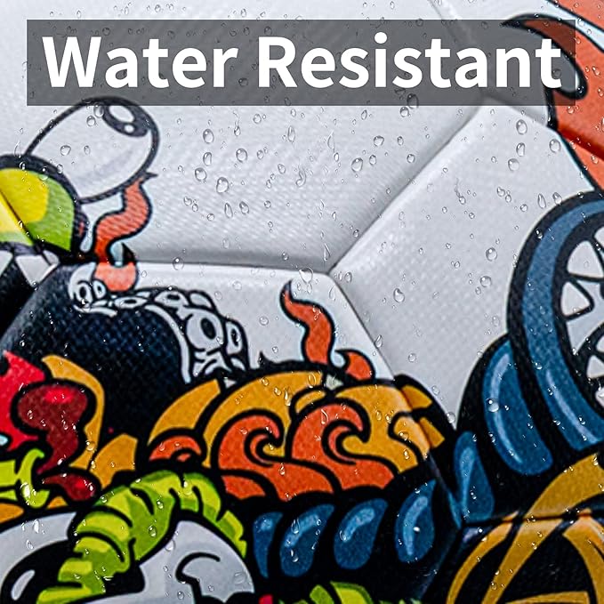 SHOKE Soccer Ball Size 5 Graffiti Cartoon Surface 32 Panels Slip Resistant Recreation Practice Soccer Ball, Outdoor & Indoor Cartoon Soccer Balls for Youth Girl and Adult