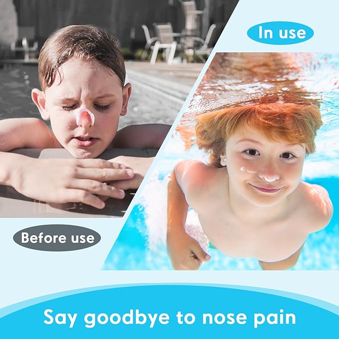 Painless Nose Plugs for Swimming,Nose Plugs for Swimming for Kids (Age 6+) and Adults, Ensure Comfort and Safety in The Water