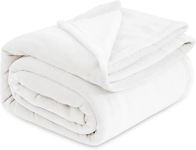 Bedsure Fleece Blanket California King White - Lightweight Plush Fuzzy Cozy Soft Bed Blankets, 102x96 inches