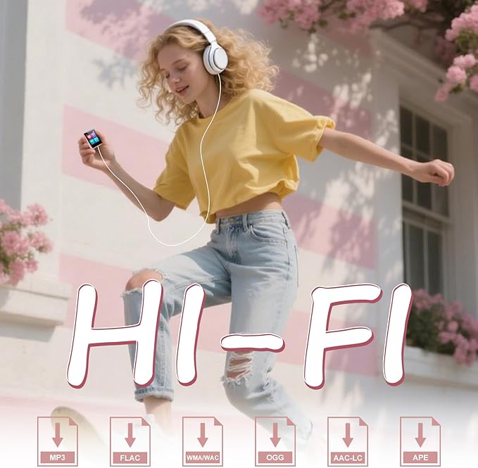 MP3 Player with Bluetooth, 32GB Portable Bluetooth MP3 Player for Kids, 1.8 inch Music Player with Speaker, FM Radio, Voice Recorder, Supports Expanded Up to 512GB(Pink)