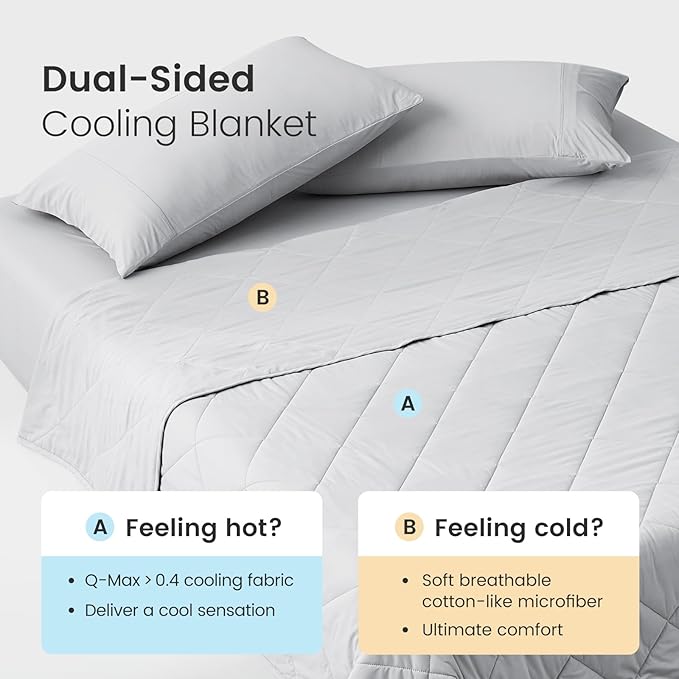 Cozy Bliss Cooling Blanket for Hot Sleepers, Q-Max 0.4 Cooling Comfort King Size, Cold Blankets for Night Sweats Sleeping, Ultra-Cool Lightweight Breathable Summer Blanket for Bed
