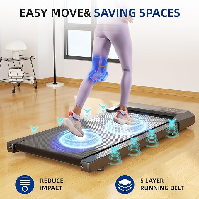 SupeRun Walking Pad, Under Desk Treadmill, 3 in 1 Portable Treadmill with Remote Control LED Display, 2.5 HP Quiet Walking Jogging Machine for Office Home Use, 300 Lbs Capacity