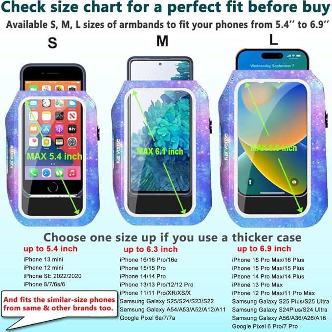 Phone Holder for Running-Arm Band for Running for iPhone & Samsung Galaxy, Cell Phone Armband Holder for Walking, Gym, Workout, Men, Women, w/Adjustable Strap & Zipper Pocket (Purple-M)