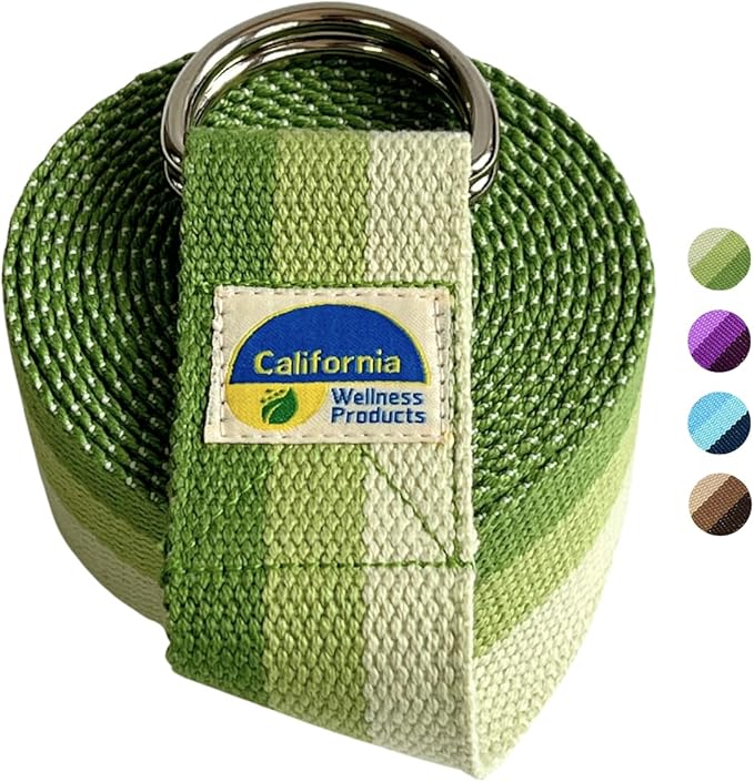 California Yoga Strap | Yoga Belt with Safe Adjustable D-Ring Buckle for Pilates | Stretching Strap | Exercise Bands | Physical Therapy | Improves Sitting Posture
