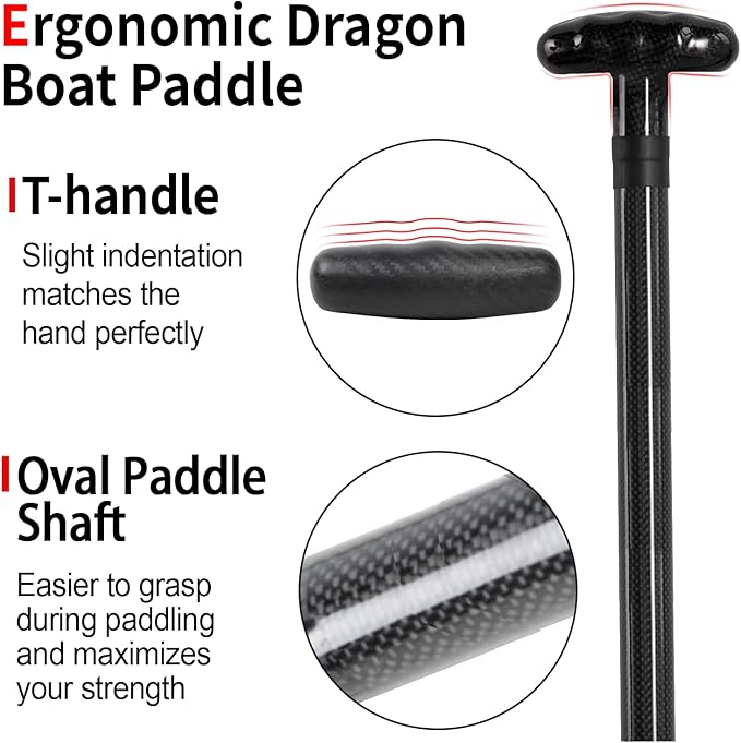 Dragon Boat Paddle Lightweight Full Carbon Fiber with Paddle Bag, 120/122/125CM (47/48/49 Inches) and Adjustable Dragon Boat Paddle115-130cm（）, IDBF Approved