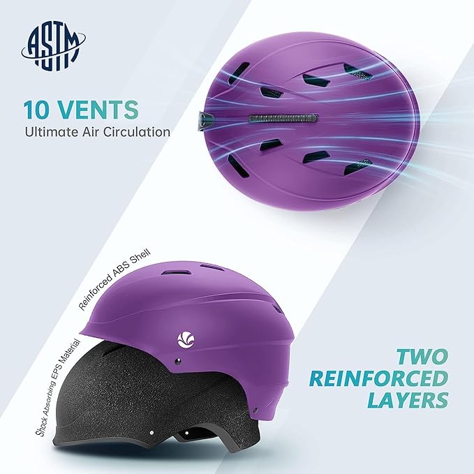 VANRORA Ski Helmet, Snowboard Helmet for Men & Women, Climate Control Venting, Dial Fit, Goggles Compatible, Removable Fleece Liner and Ear Pads, Safety-Certified