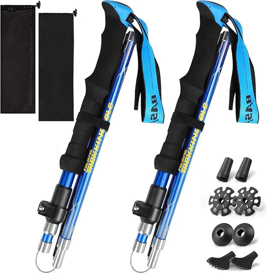 Trekking Poles Lightweight Collapsible Hiking Poles Folding Aluminum Walking Sticks 2 Pack Walking Sticks for Hiking