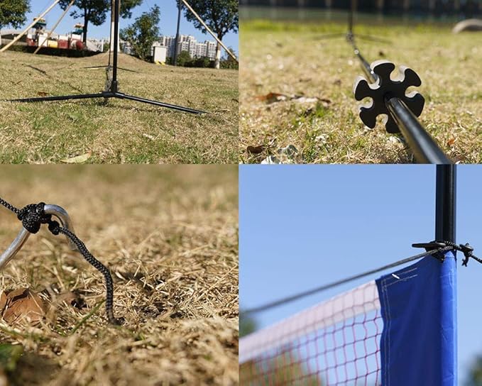 Portable Height Adjustable Badminton Volleyball Tennis Net Set Multi-Purpose Sports Equipment with Poles Stand and Carry Bag for Kids Adult Outdoor Exercise