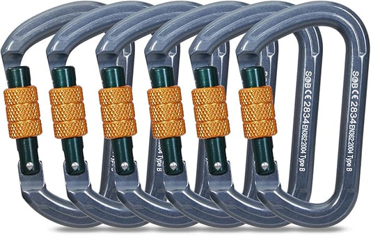 SOB Auto Locking Climbing Carabiner Clips,Heavy Duty Asymmetrical Carabiner Connector Used for Rappelling Gear Rescue Outdoor Projects Dog Leash