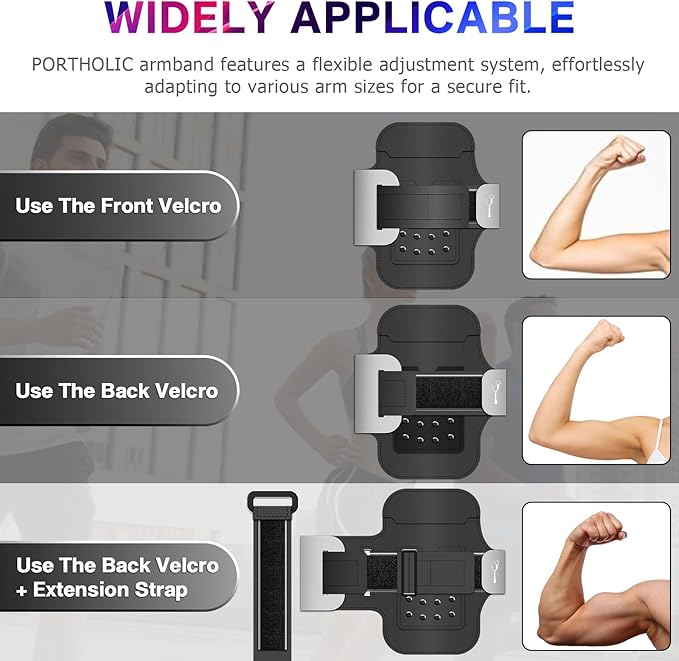 PORTHOLIC 2025 Running Armband Water Resistant Sports Phone Holder Case with Extension Strap, Key Card Slot Up to 6.9" Phone for iPhone 17/16/15/14/13 Plus Air Pro Max XR/XS, Galaxy S25/24/S10