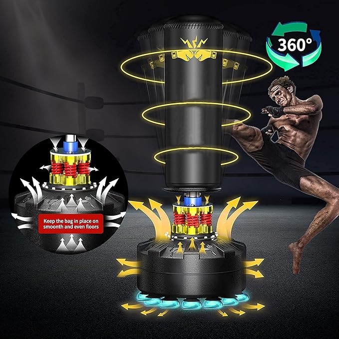 Punching Bag for Adults 70'', OKUGAFIT Freestanding Punching Bag for Adults -Suction Cup- Boxing Bag with Stand for MMA Muay Thai Fitness，Required Sand Refilling