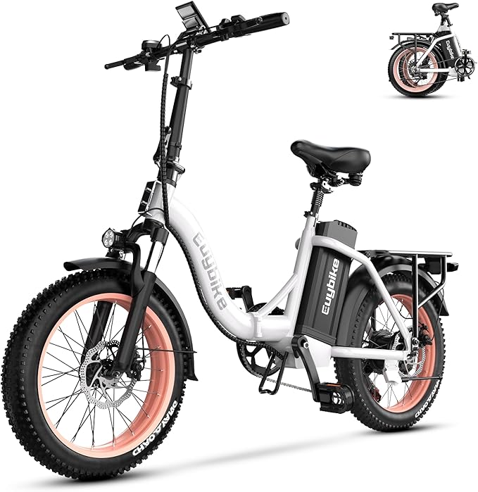 Foldable Electric Bike for Adults, Peak 1000W Brushless Motor 30MPH 70Miles City Commuter Ebike, 48V 20AH Lithium Battery, 20" Fat Tire 7-Speed E-Bicycle with Front Suspension Colourful LCD Display
