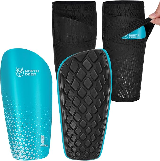 Northdeer Soccer Shin Guards for Kids Adults. Sleeves with Optimized Insert Pocket - Protective Soccer for Boys Girls Men