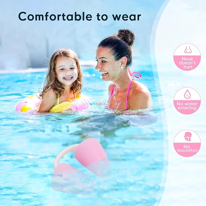Painless Nose Plugs for Swimming,Nose Plugs for Swimming for Kids (Age 6+) and Adults, Ensure Comfort and Safety in The Water
