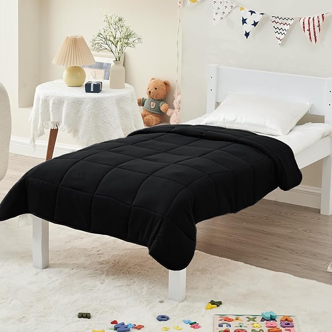 yescool Weighted Blanket (5 lbs, 36" x 48", Black) Cooling Heavy Blanket for Children Aged 5 and Above, 40-60 lbs, Breathable Blanket with Premium Glass Bead, Machine Washable