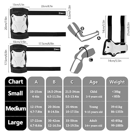 Skating Protective Gear Kids Toddler Knee Pads and Elbow Pads Set, Bike Protection for Kids Wrist Guards for Roller Skating Skateboarding Cycling White