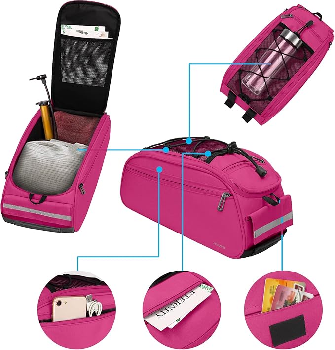MOSISO Bike Rack Bag, Waterproof Bicycle Trunk Pannier Rear Seat Pouch Cycling Bike Carrier Backseat Storage Luggage Saddle Shoulder Bag