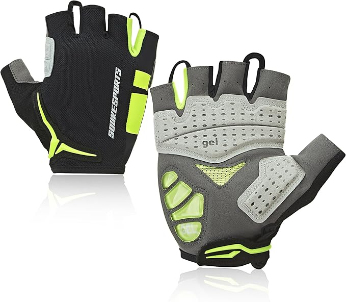 Souke Sports Mens Cycling Gloves with Gel Pads Half Finger Bike Gloves Lightweight Anti-Slip Shock-Absorbing for MTB Road Biking