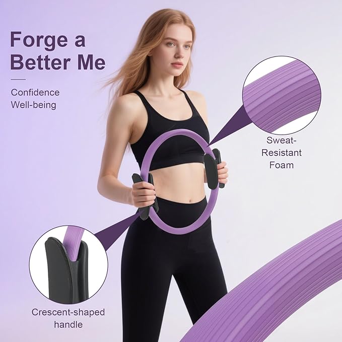 Pilates Ring Set –Home Pilates Equipment for Women Kit with a 14-inch Pilates Ring and 9.8-inch Pilates Ball,5 Resistance Bands for Beginners—Train Muscles, Flexibility & Core Strength at Home