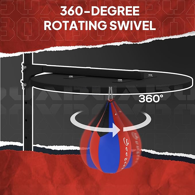 Soozier Wall Mounted Speed Bag Platform with 360-Degree Swivel, Adjustable Punching Bag for Home Fitness