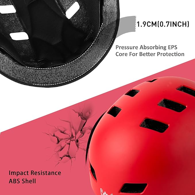 Bike Helmet 3 Sizes for Teenager Kids Youth Adults,Bavilk Skateboard Helmet Adjustable Multi-Sport Bicycle Cycling Scooter Roller Skate Inline Skating Rollerblading for Girls Boys Women Men Teen