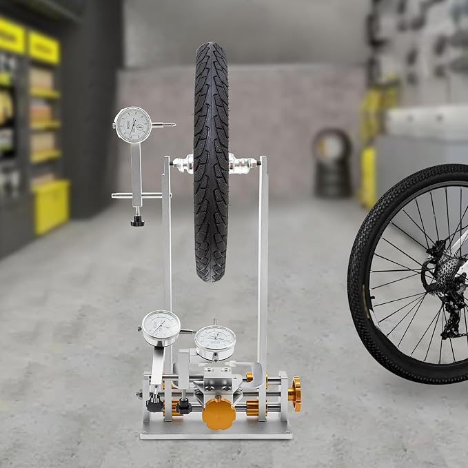 Bicycle Wheel Truing Stand, Professional Bike Wheel Repair Bracket with 3 Guages for 10-29 inch Wheels, Adjustable Rim Width