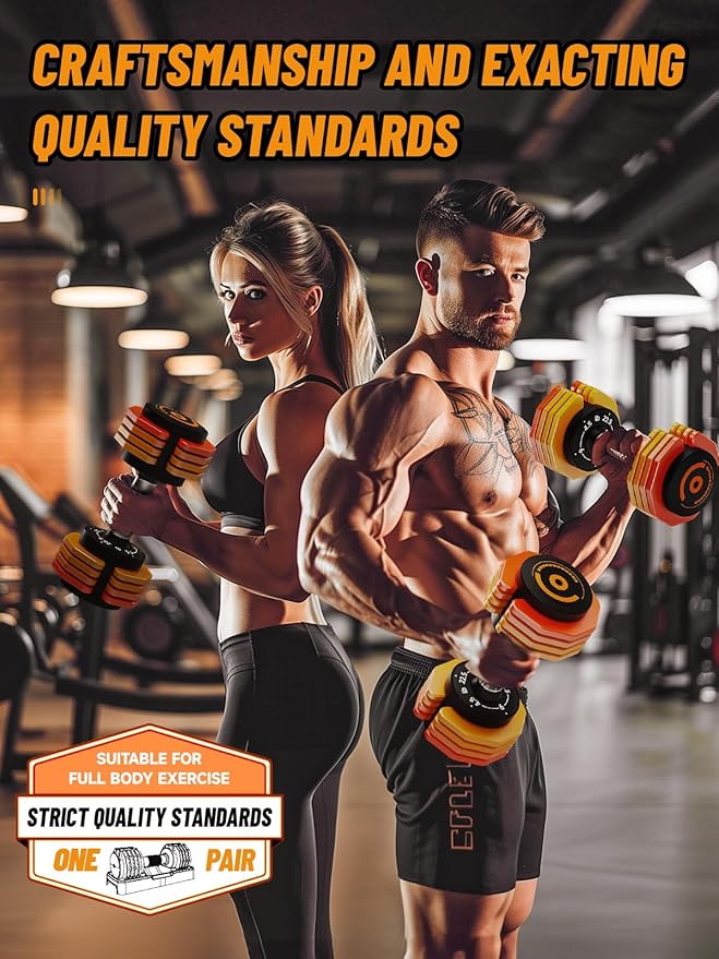 Adjustable Dumbbells Set 12.5LB/22.5LB Pair, 1-Sec Fast Adjustable 5 Weights by Turning Handle, Premium Comfort Non-slip Metal Dumbbells with Tray, Compact Size for Full Body Home Workout
