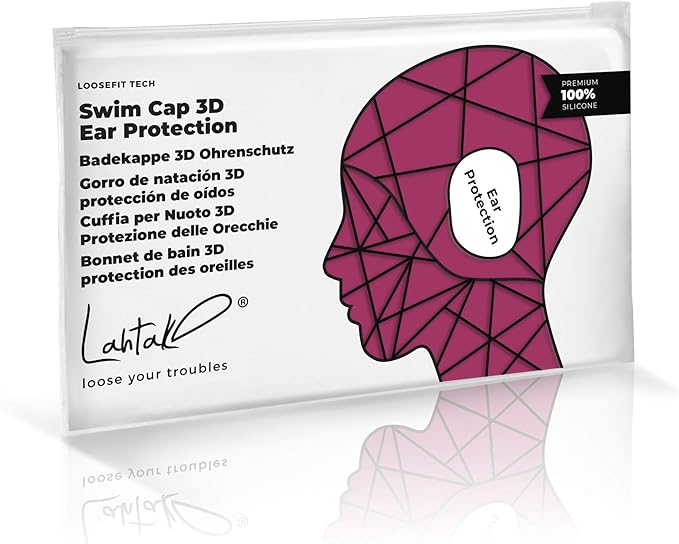 3D Swim Caps - Ear Protection Swimming Cap for Women & Men - Silicone, Waterproof - Fits Long & Short Hair - Adult & Youth