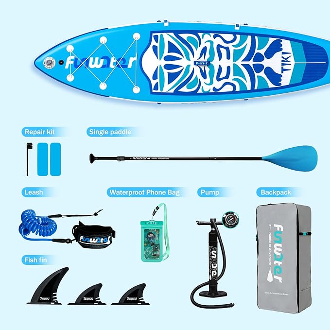 FunWater Inflatable Ultra-Light Stand Up Paddle Board for All Skill Levels with Premium SUP Paddleboard Accessories,Non-Slip Comfort Deck for Youth & Adults