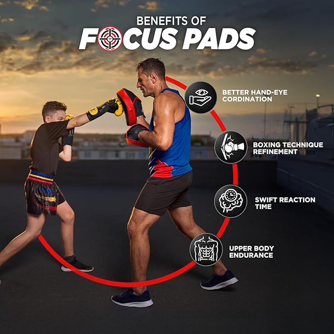 WYOX Curved Boxing Punch Mitts – Boxing Pads Training Set, Punching Mitts for Adults, Kickboxing Pads, Muay Thai Pads, Karate Pads, MMA Training Equipment, Martial Arts Focus Pads