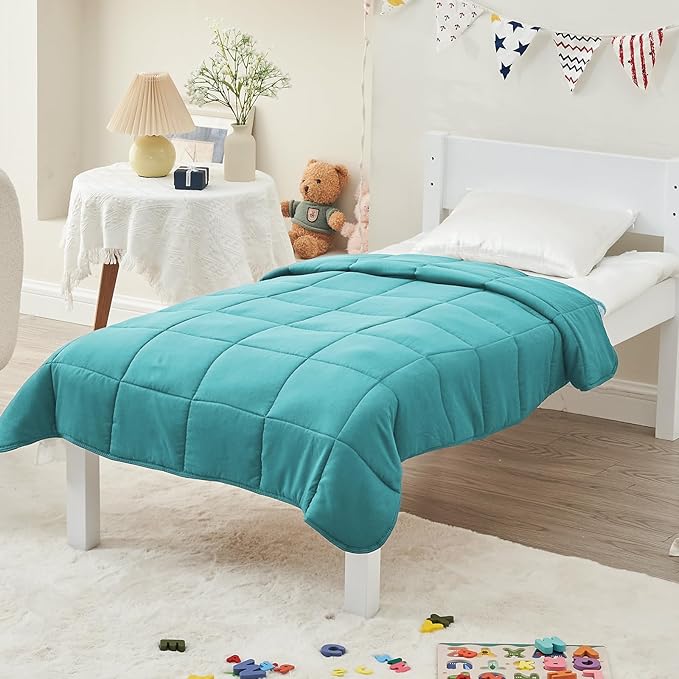 yescool Weighted Blanket (10 lbs, 41" x 60", Teal) Cooling Heavy Blanket for Sleeping Perfect for 90-110 lbs, Breathable Blanket with Premium Glass Bead, Machine Washable