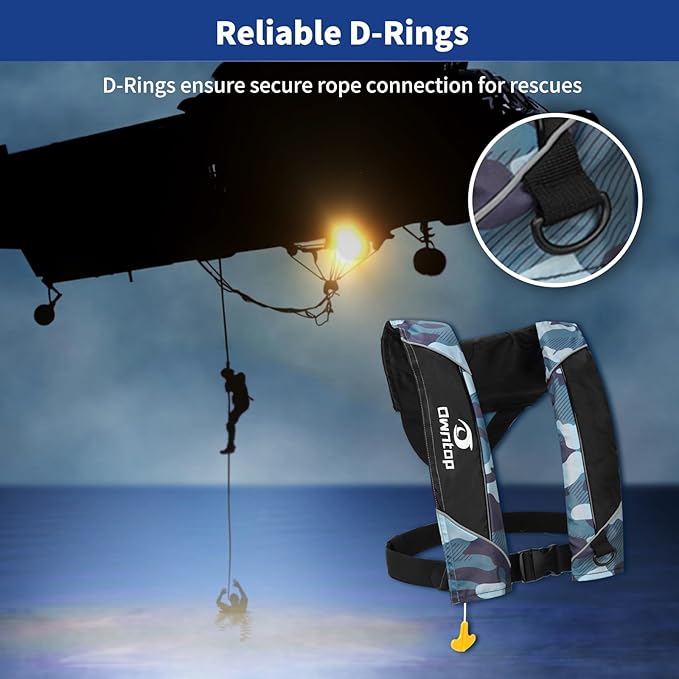 Owntop Manual Inflatable Swim Jacket, Neoprene Padded Neckline, 33g C02 Cylinder Included, Multiple Reflective Strips, Compact Design for Kayak, Fishing, Paddle Sports