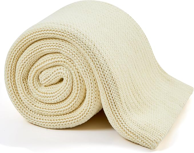 L'AGRATY Heavy Weighted Blanket - 50"x60", 10lbs Cooling Chunky Knit, Braided Crochet Throw with Thick Cable Yarn, Machine Washable