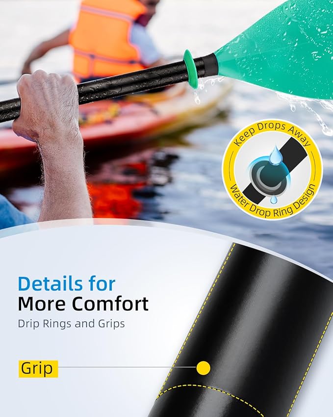 OCEANBROAD Kayak Paddle 86in/218cm, 90.5in/230cm Alloy Shaft 2-Piece Floatable Kayak Oar for Kayaking Canoeing Boating