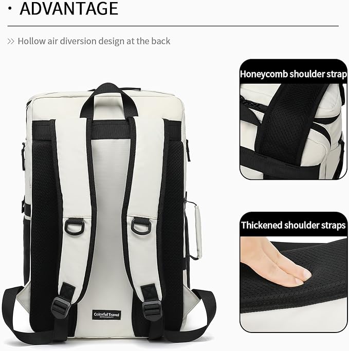 Gym Duffle Tennis Bag Backpack 4-Way Waterproof with Shoes Compartment for travel Sport Hiking laptop (Sea salt white02)