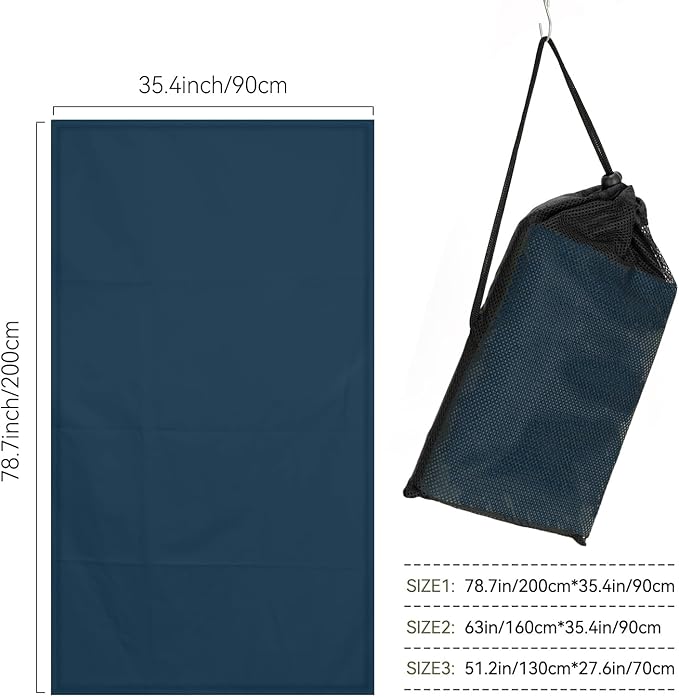 Microfiber Beach Towel-Perfect for Travel, Sports, Camping, Swimming, Yoga, Gym- Quick Dry, Sand Free, Compact, Lightweight, Absorbent (Navy Blue, Medium(130x70cm, 51x27”))