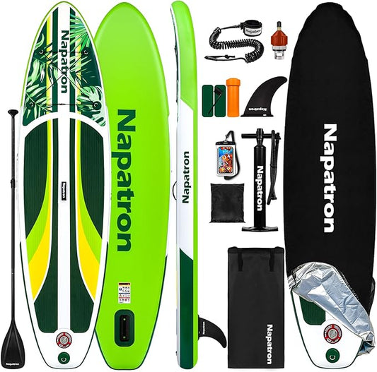Napatron Family Inflatable Stand Up Paddle Board, Sup,Stable Wide Design,350LBS Capacity,Complete Paddle Board Package with Fast Action Pump,Leash,Ideal for Beginners/Youth & AllSkill Levels